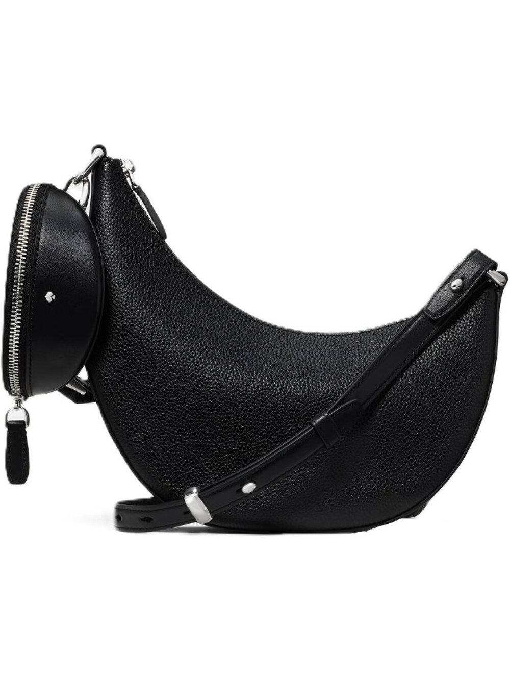 Women's Black/Silver Leather Duo Crossbody Bag Adjustable Strap Shoulder Purse
